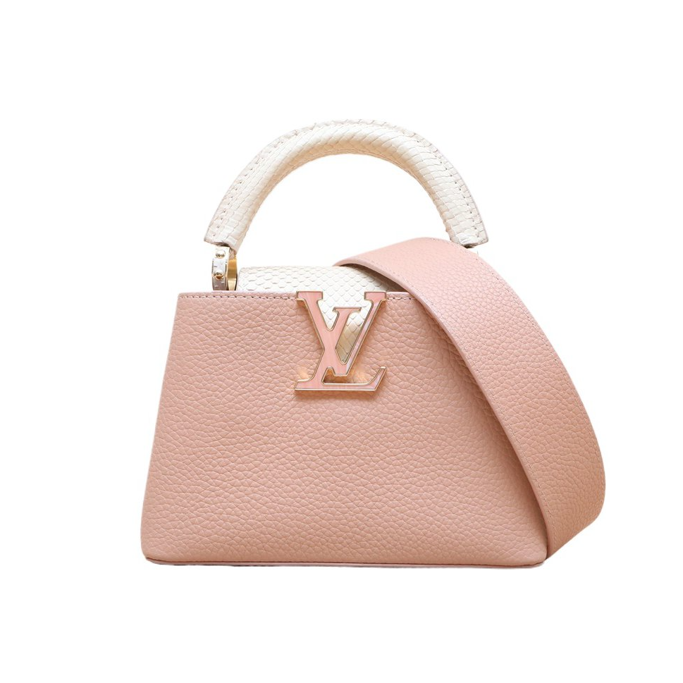 99新 LouisVuitton/路易威登 珊珊 Cap Mini21奶茶色蛇蛇手柄芯片