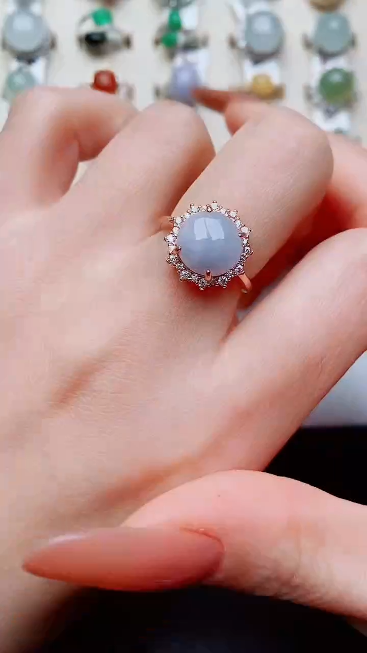 银S925镶嵌戒指翡翠...