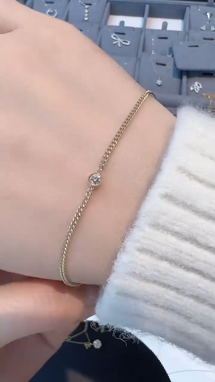 【闪购商品】钻石10分手链18K金镶嵌发一