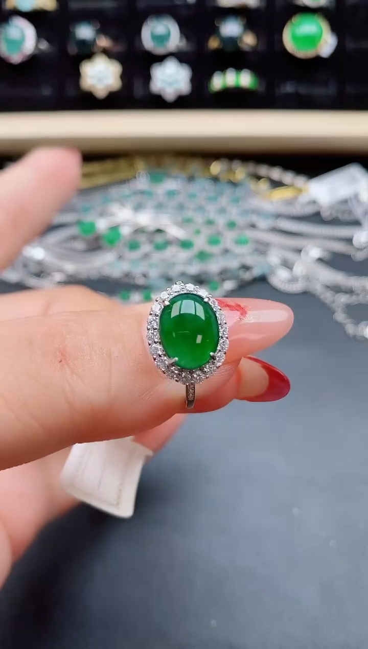 【闪购商品】翡翠戒指银S925镶嵌508550