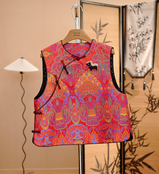 【繁花】新中式国风马甲春季重工提花盘扣减龄马夹背心女外搭无袖