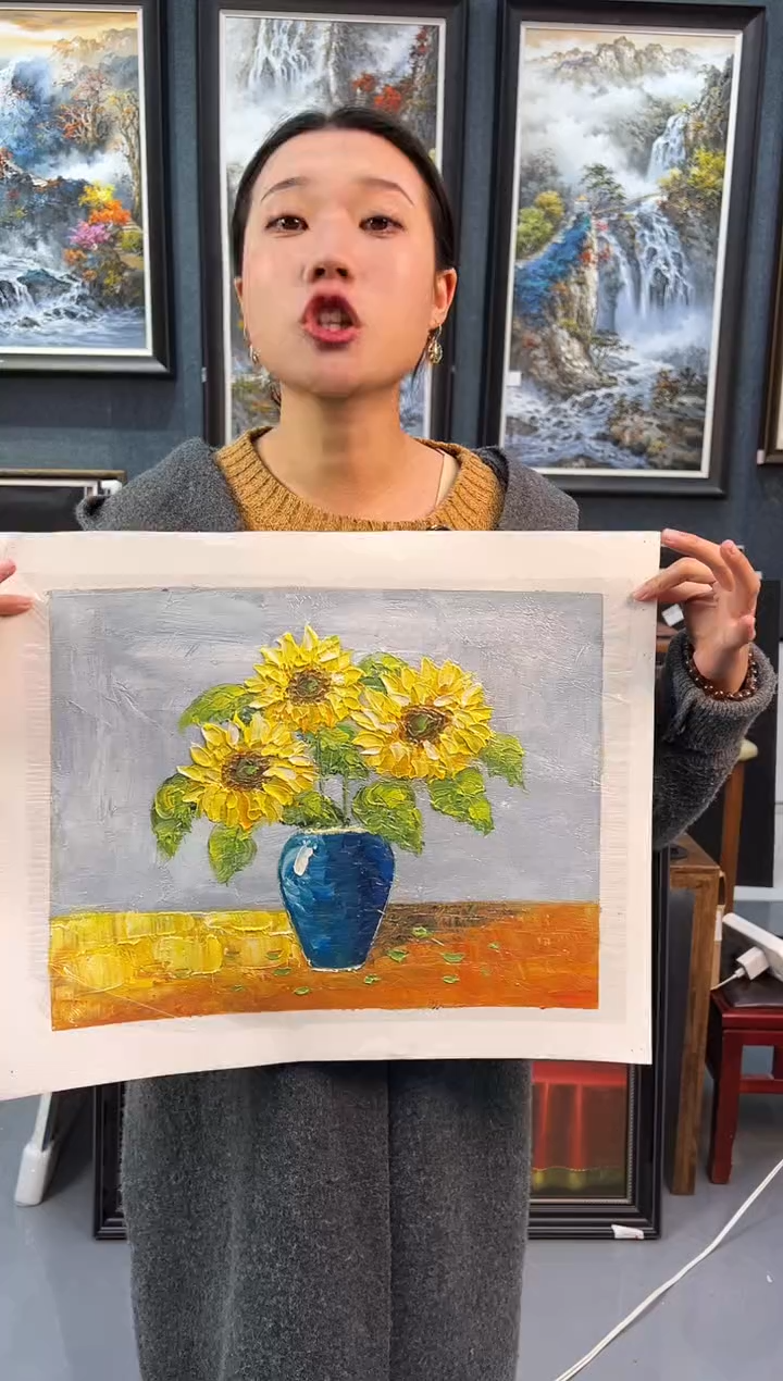 【闪购商品】油画10号 30*40 向日葵-手绘油画