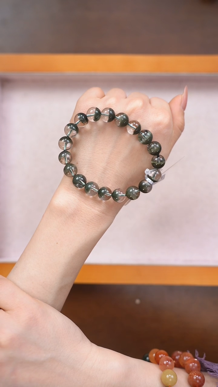 【闪购商品】水晶手链未镶嵌c207 绿幽灵手链10mm+