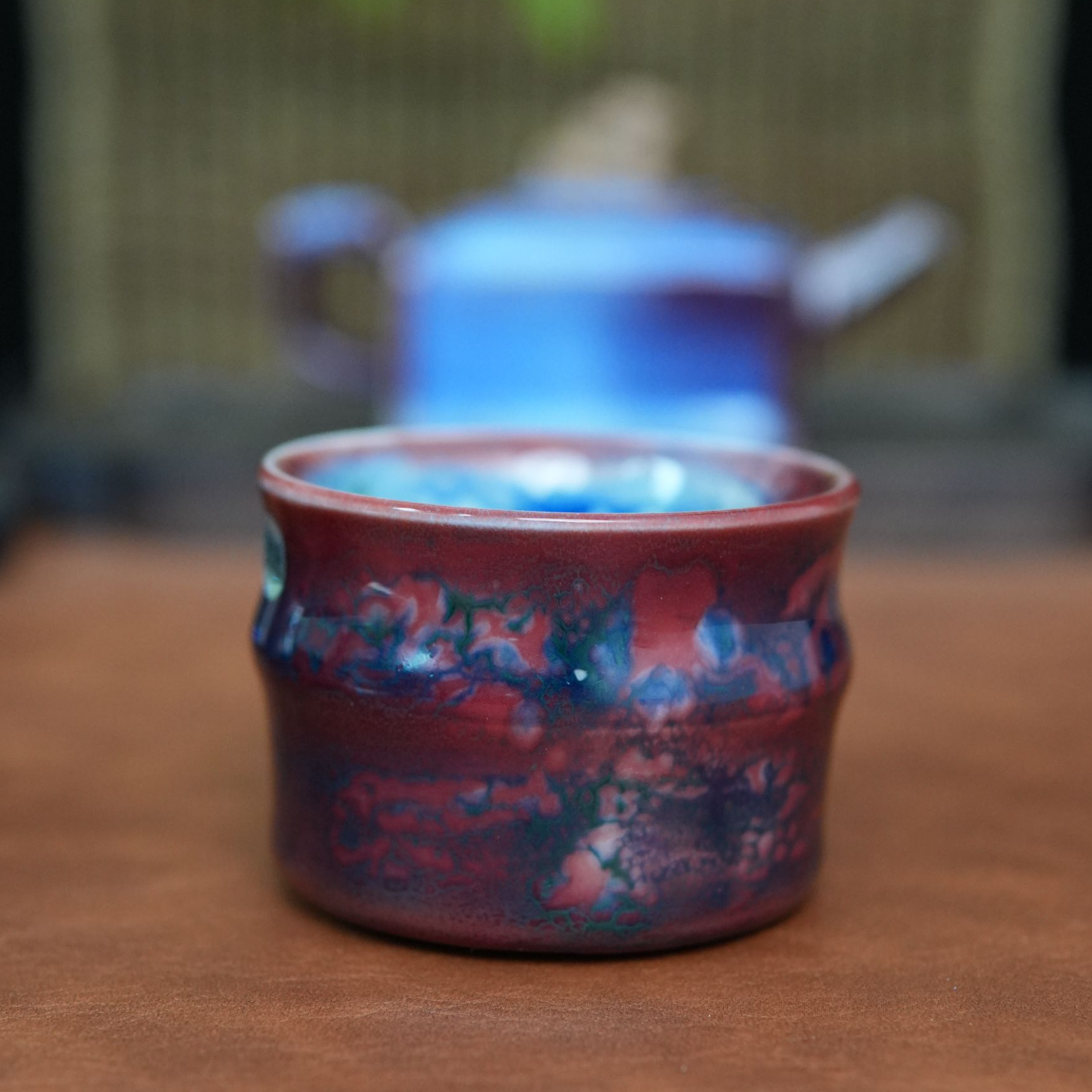 钧瓷陶瓷茶具窑变中式红色主人杯苗占军家用送人礼盒装茶杯玉石釉