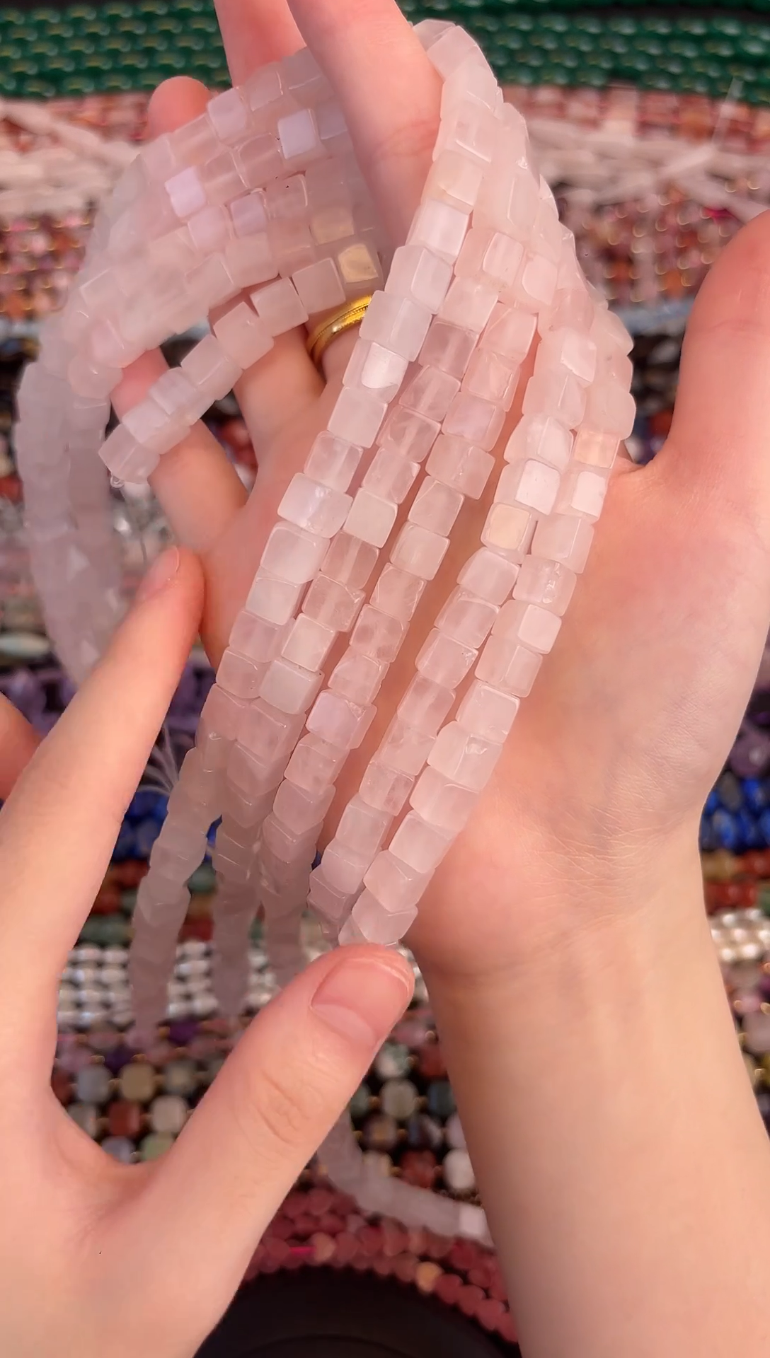 玛瑙/玉髓未镶嵌珠宝半成品粉水晶方糖6