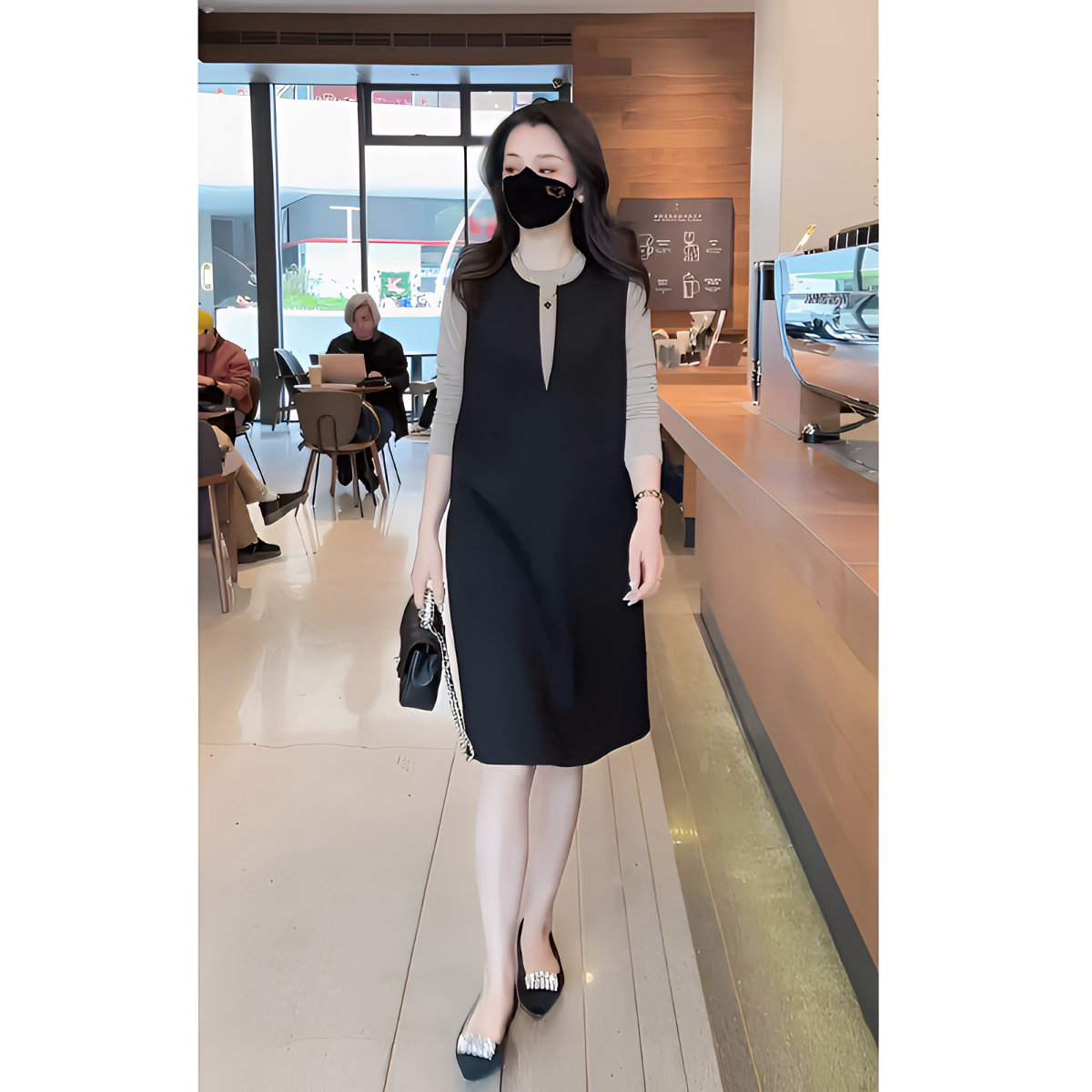 时尚简约洋气背心裙女2025春季新款宽松显瘦遮肚子中长款百搭裙子