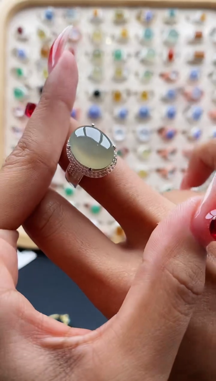 【闪购商品】翡翠戒指未镶嵌缅甸天然A货翡翠555 4+3