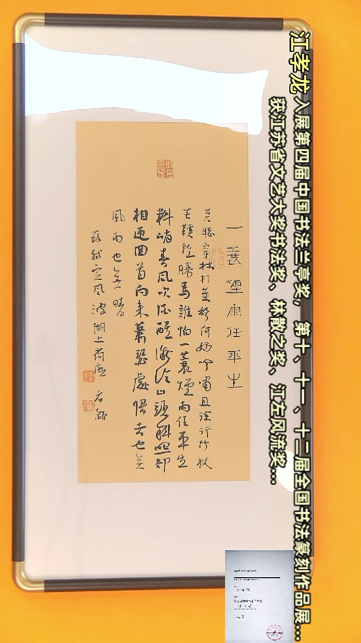 【闪购商品】书法江孝龙作品34*68 一蓑烟雨（送框）