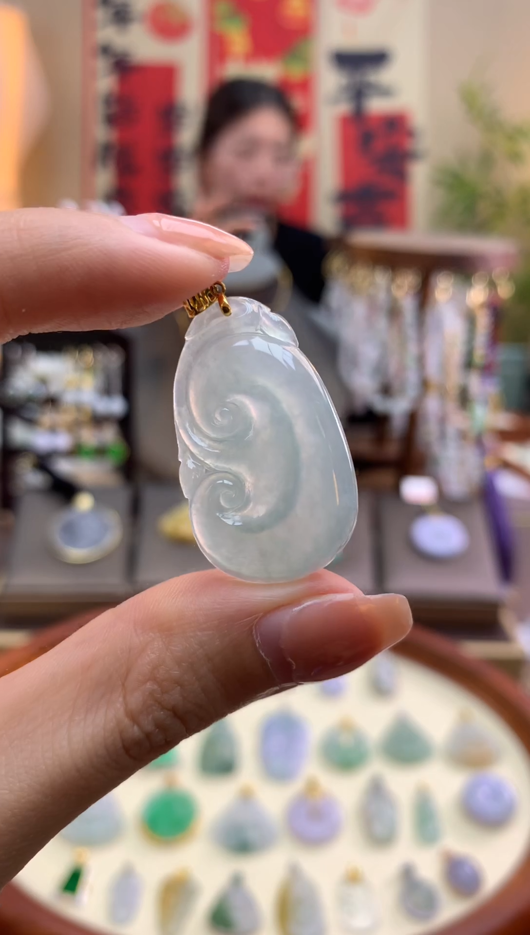 【闪购商品】翡翠颈饰18K金镶嵌如意