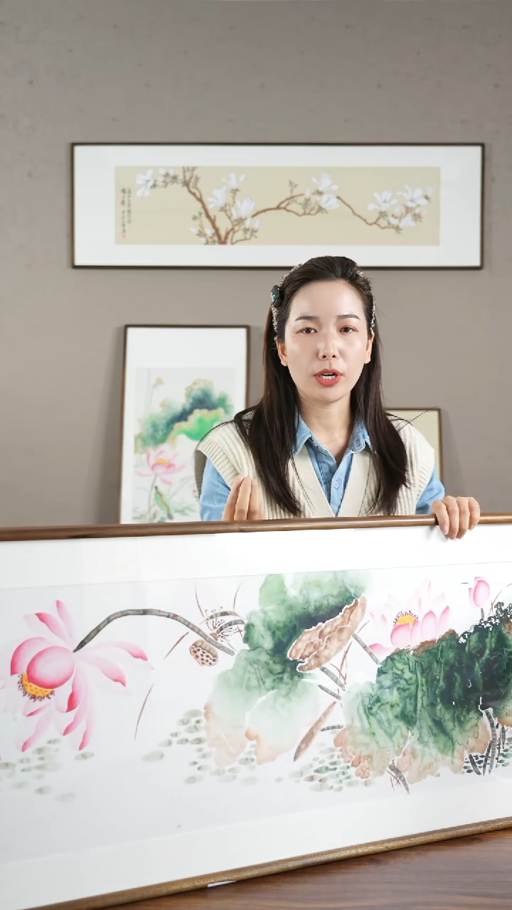 【闪购商品】书法HT荷花连年有余/47*122    