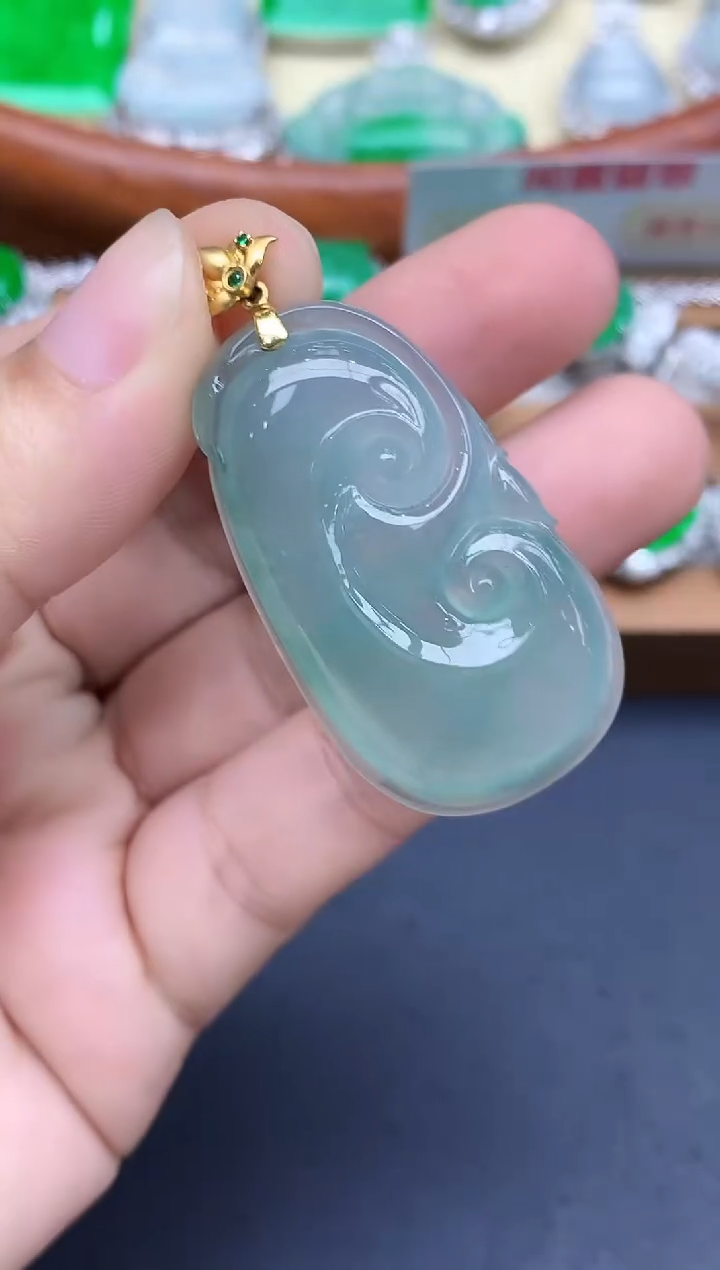 颈饰18K金镶嵌翡翠467-中国好珍宝