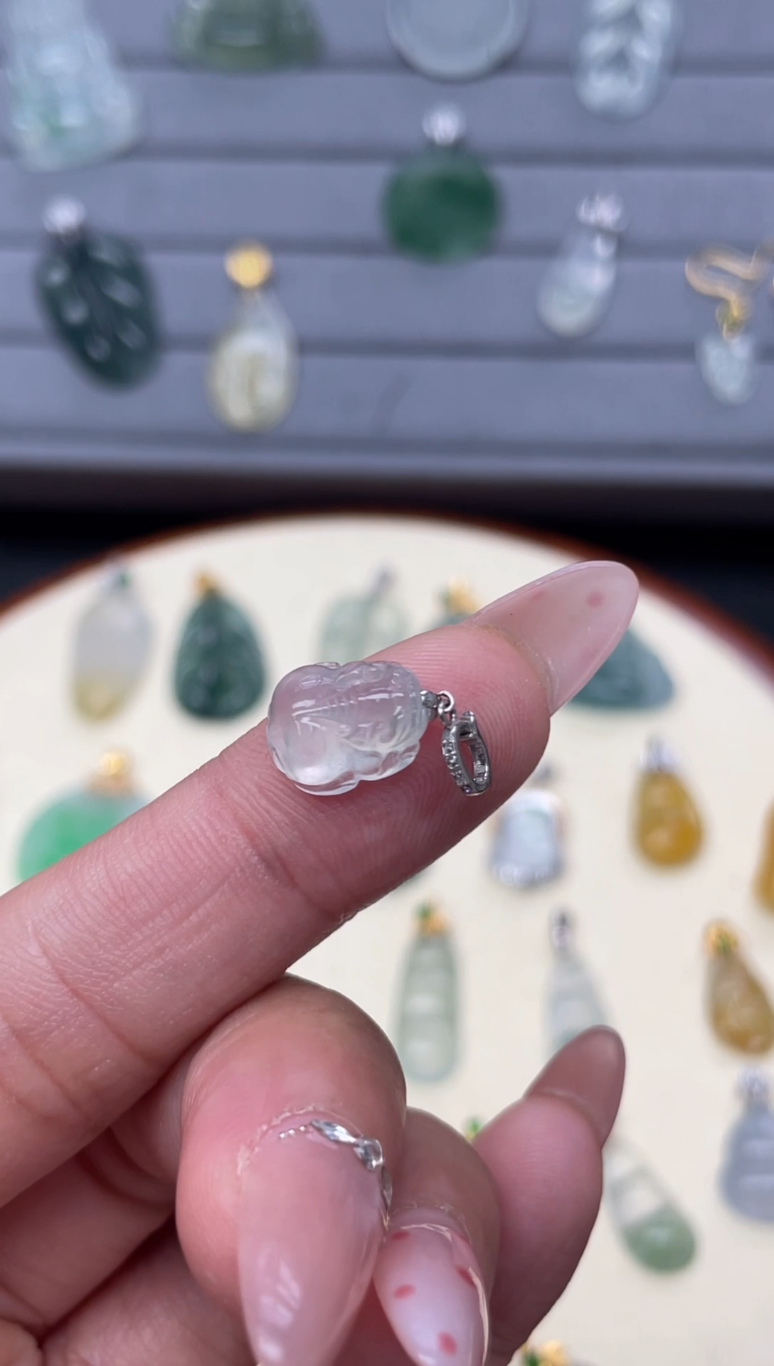 颈饰18K金镶嵌翡翠（37号链接）纯天然A货缅甸翡翠貔貅