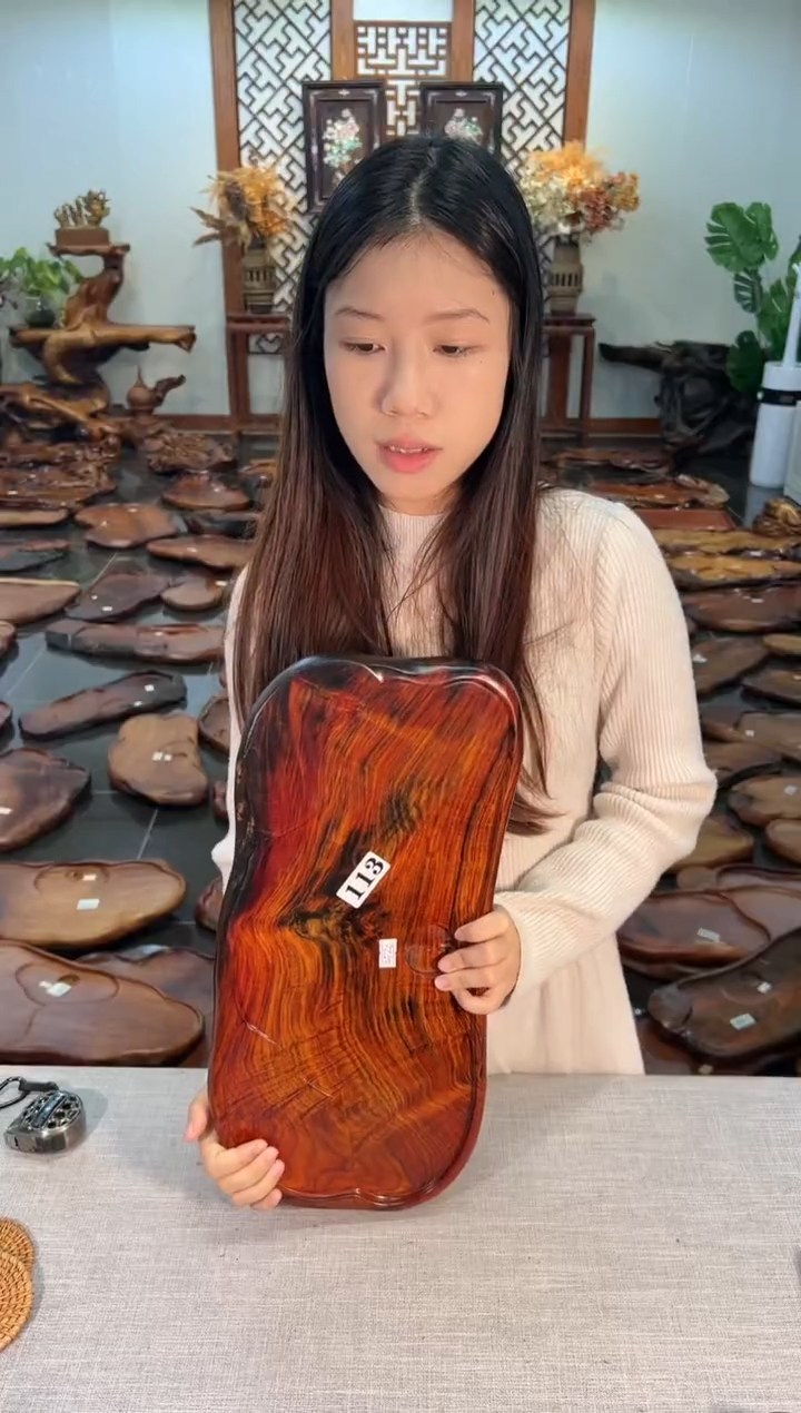 【闪购商品】交趾黄檀（大红酸枝）茶盘113