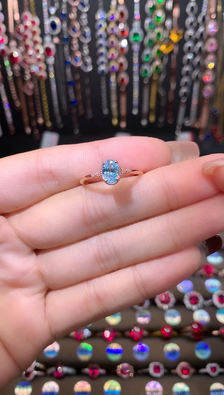 【闪购商品】海蓝宝石戒圈银S925镶嵌玫瑰金