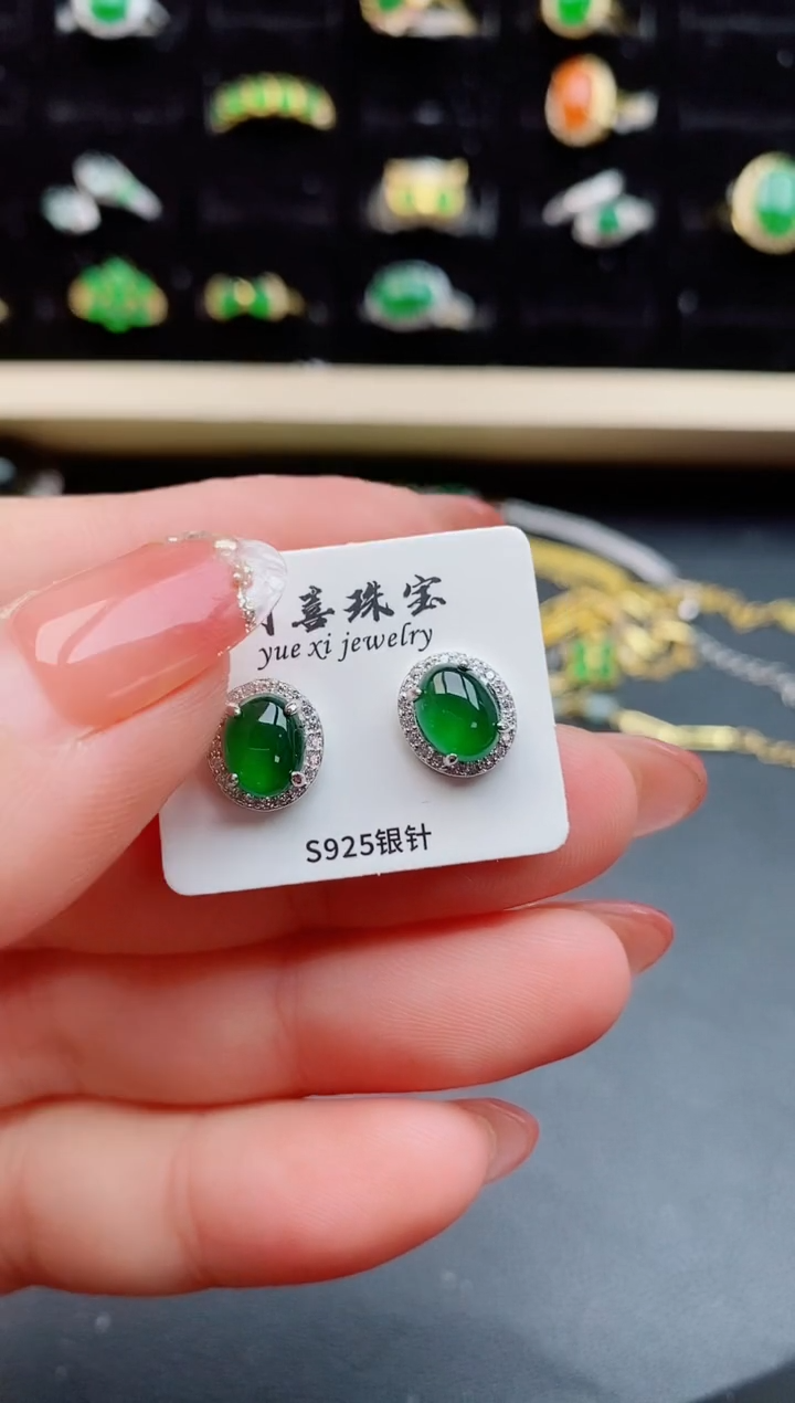 【闪购商品】翡翠耳饰银S925镶嵌121212