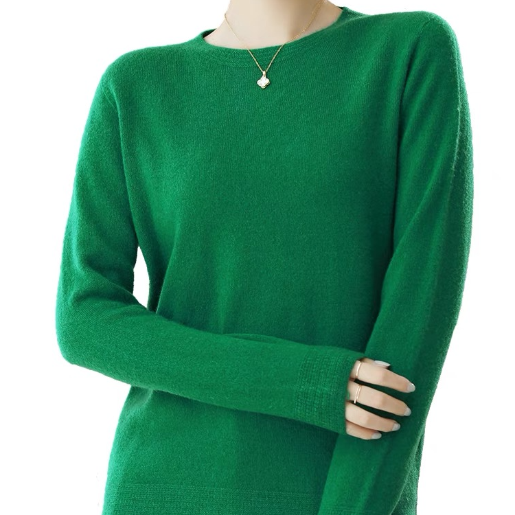 A205百分百纯羊毛衫女士针织毛衣秋冬圆领宽松纯色打底衫宽松