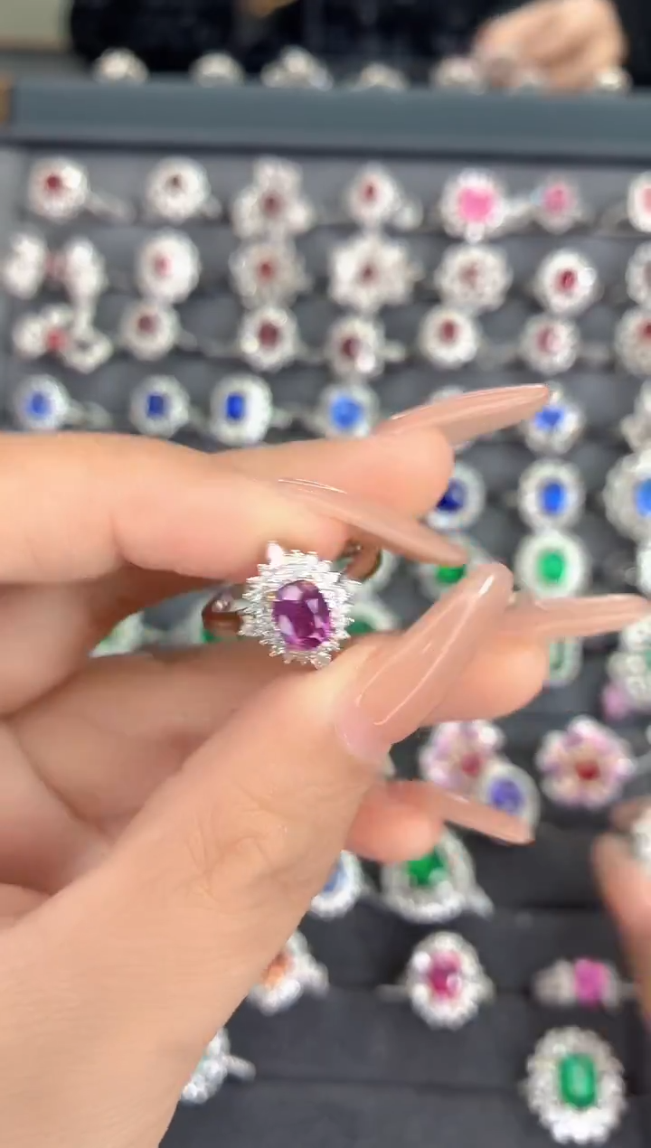 戒指彩色蓝宝石18K金镶嵌-1.14克拉*帕帕拉恰