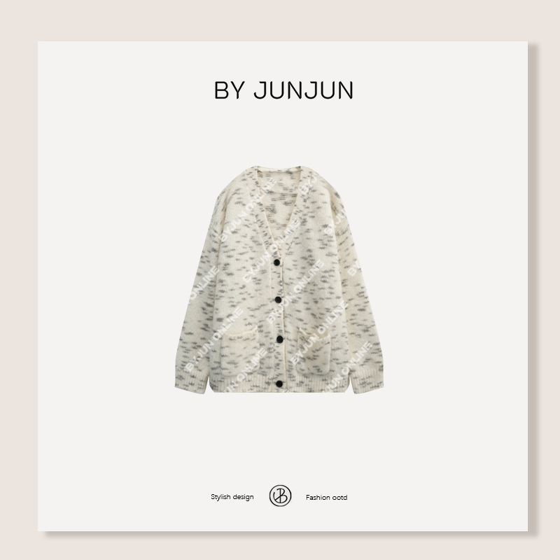 BYJUNJUN【流星】 KISS品牌虎纹纱线羊毛羊驼毛马海毛开衫