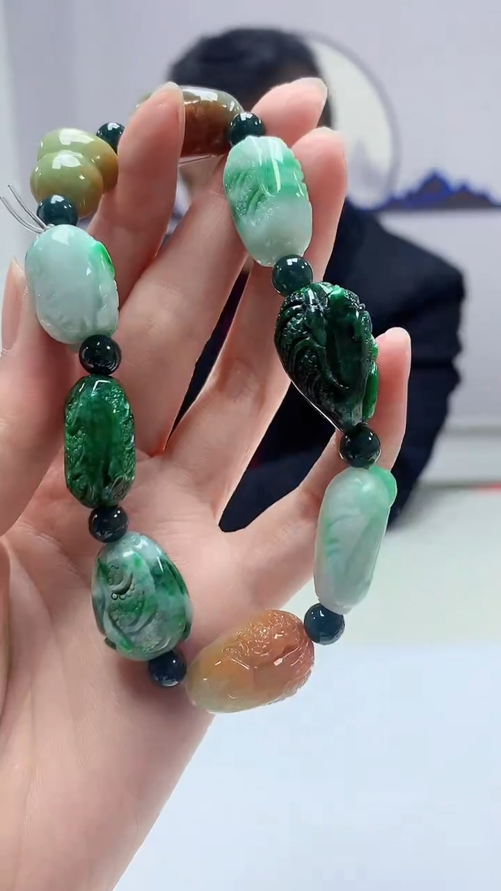 【闪购商品】定制翡翠未镶嵌4969zm-毛货手串182