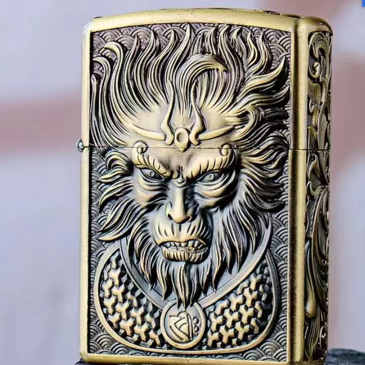 青铜魔猴悟空简约浮雕正品煤油防风打火机