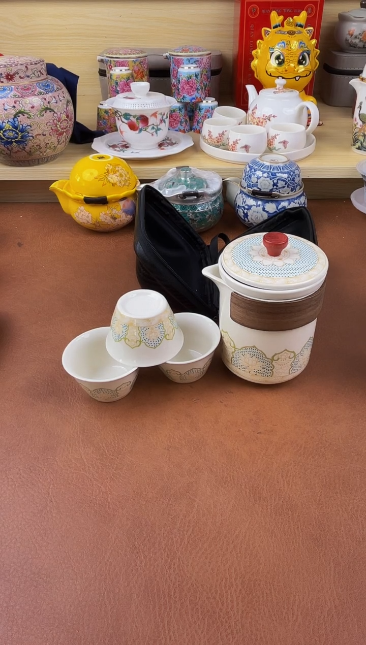 陶瓷茶具摆件旅行套组