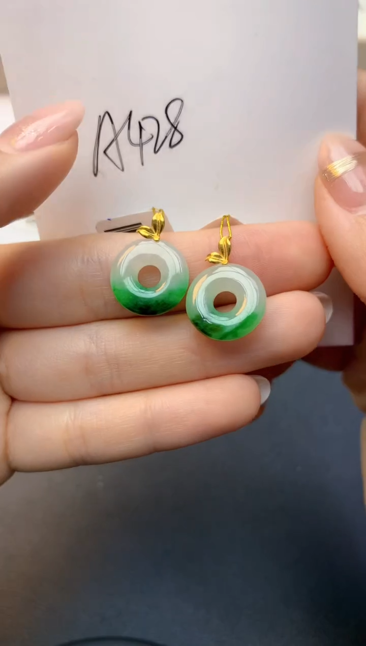 颈饰18K金镶嵌翡翠天然A货缅甸翡翠百元以上9元证书费自理