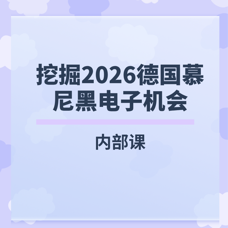 挖掘2026德国慕尼黑电子机会内部课（基础）
