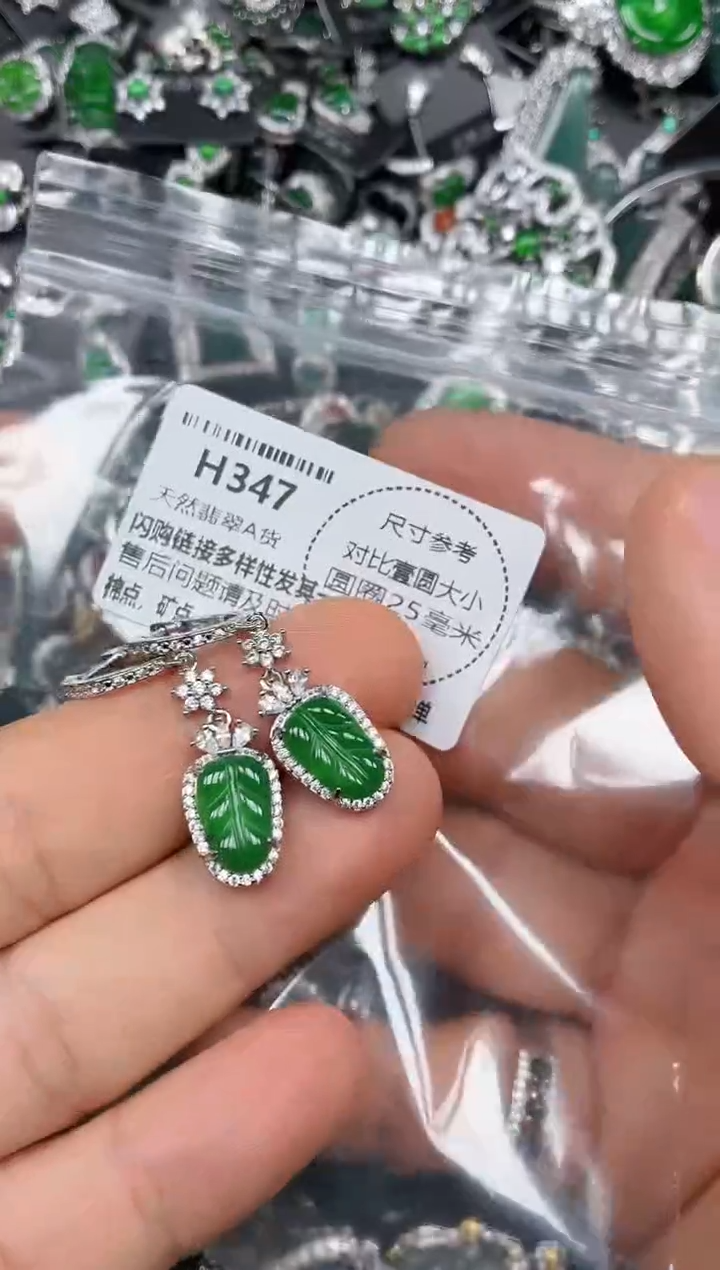 颈饰未镶嵌翡翠H347耳扣
