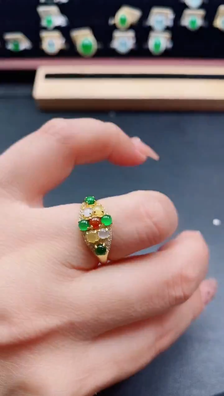 银S925镶嵌戒指翡翠1