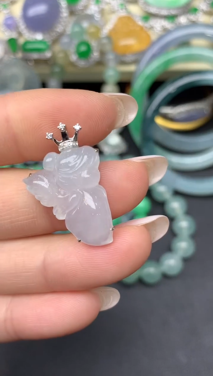翡翠18K金镶嵌颈饰178-雪姐翡翠天天见