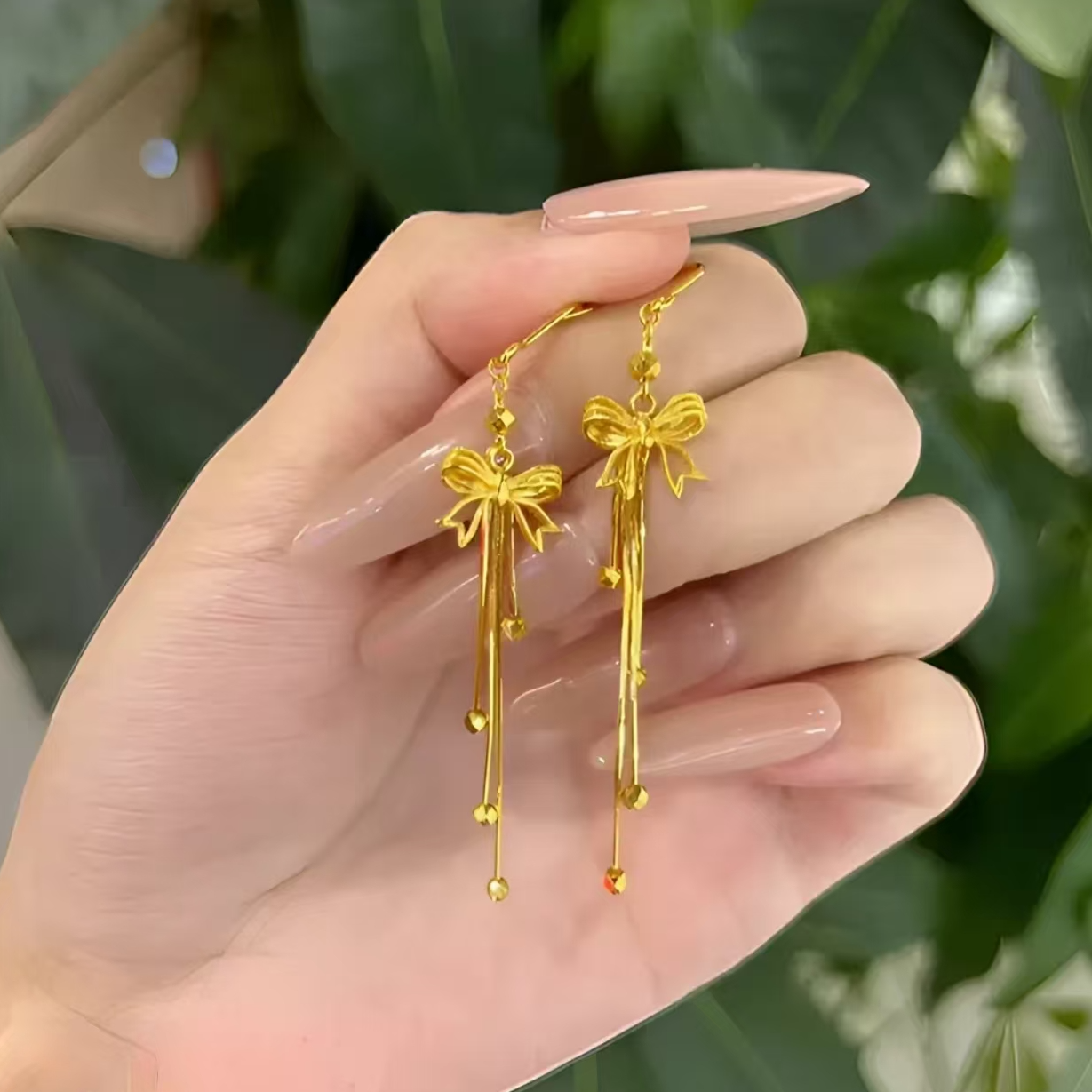 福韵天玺 铜合金耳饰 《韵系列》流苏蝴蝶结耳钉饰品气质高级感百搭