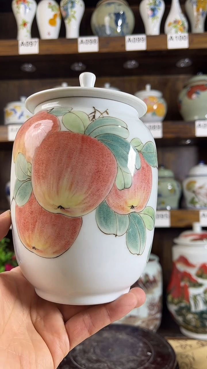 【闪购商品】纯手工手绘工笔平安果储物罐