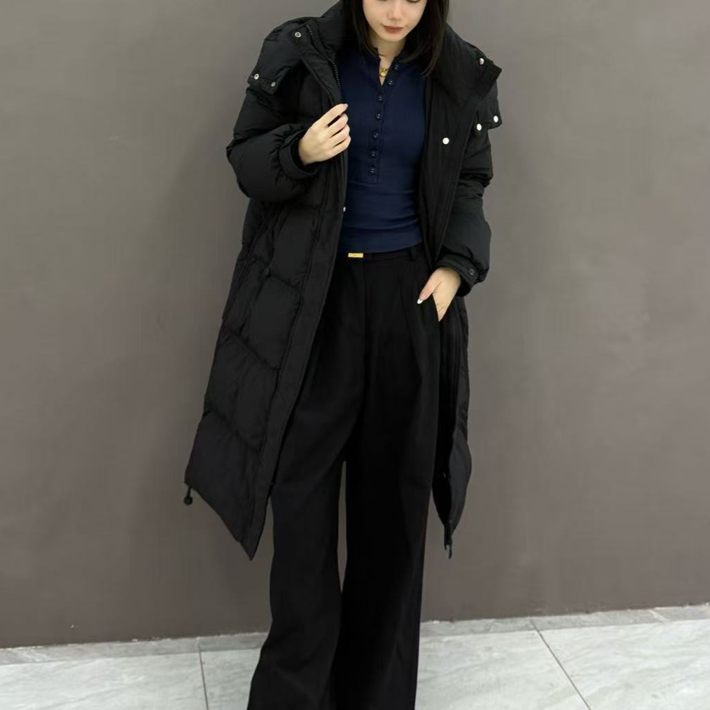 5840号811#百搭可拆连帽休闲双口袋宽松填充拉链外套长