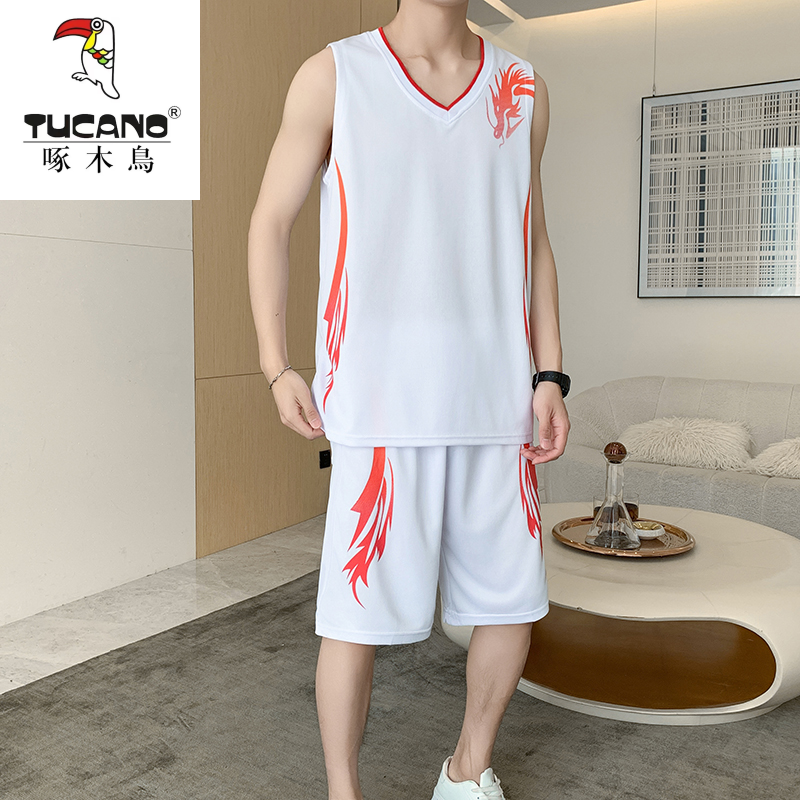 TUCANO/啄木鳥大码夏季男篮球服套装青年休闲运动青少年无袖冰丝