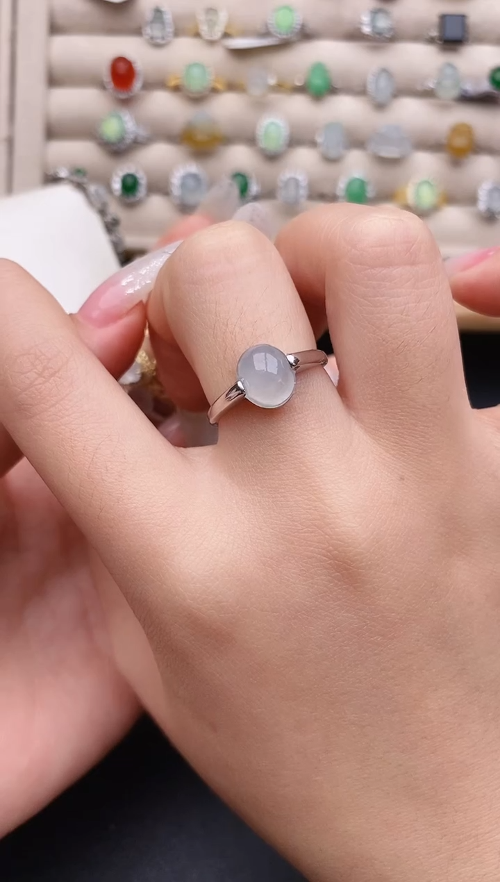 银S925镶嵌戒指翡翠0