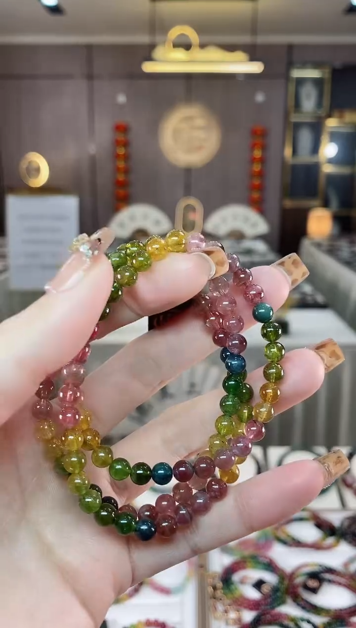 【闪购商品】碧玺三圈手串5mm+未镶嵌一物一证dan