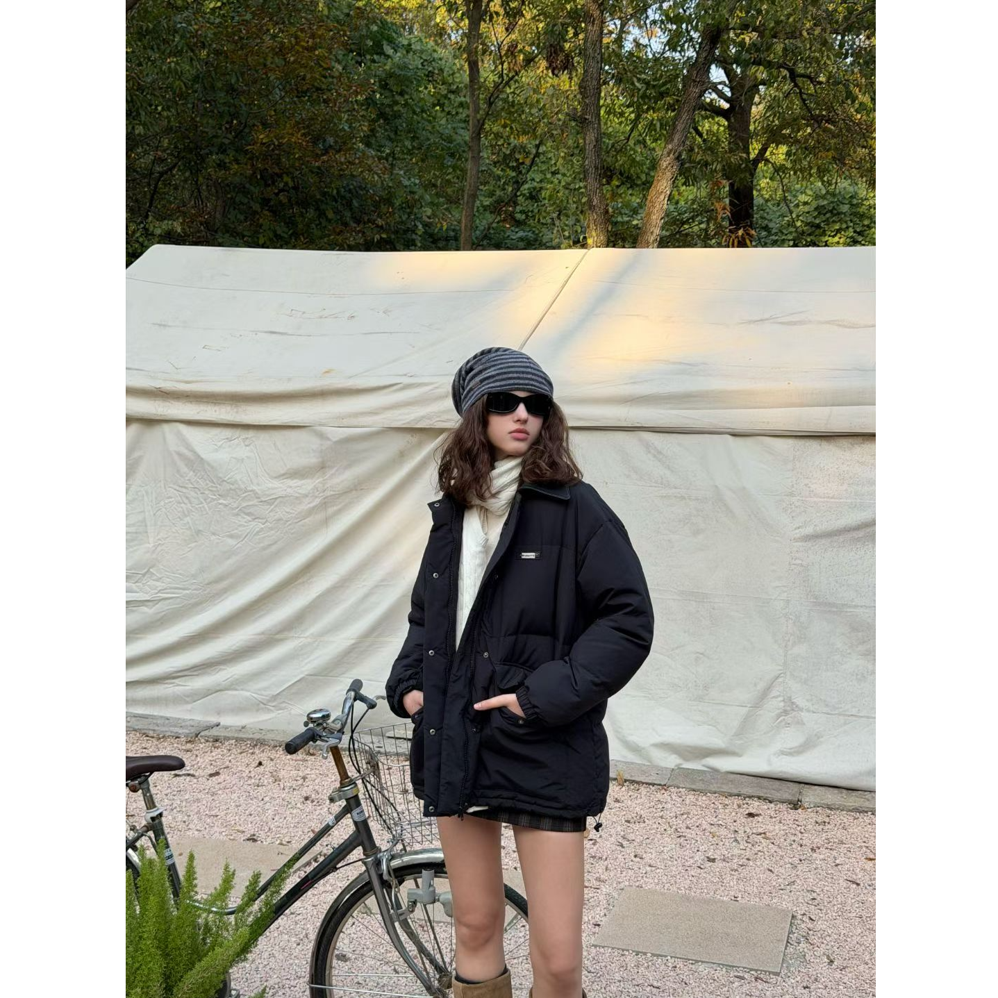 M1DNOTE米诺2025秋冬新款领口拼皮羽绒服休闲宽松保暖时尚百搭