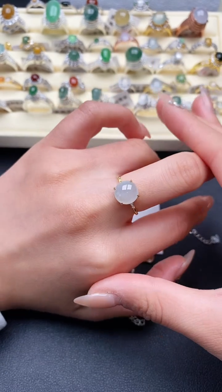 【闪购商品】翡翠戒指银S925镶嵌111111+10