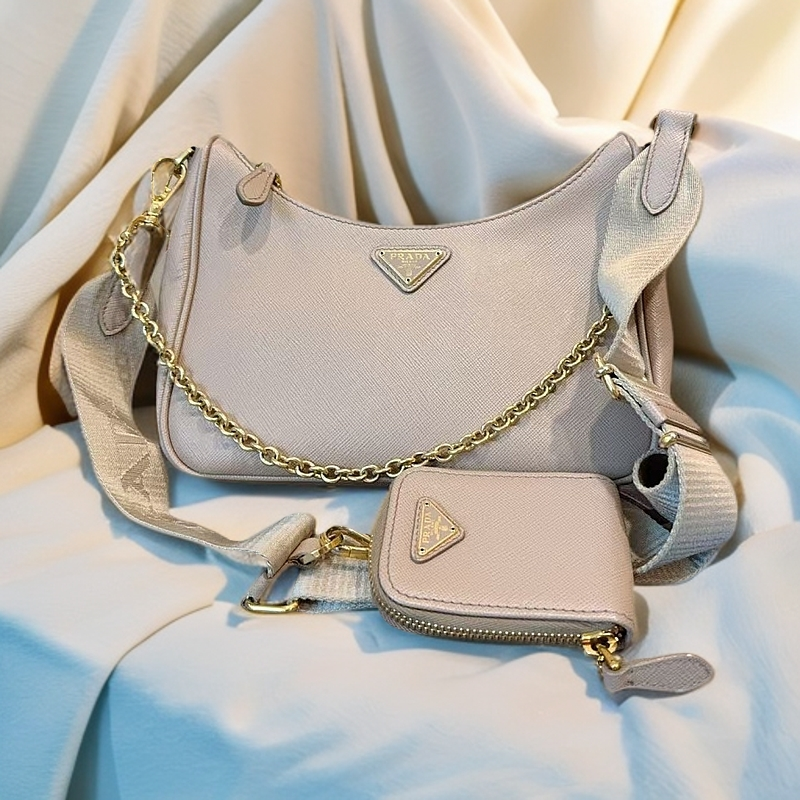 95新 Prada/普拉达 裸色腋下包 1220 6619 