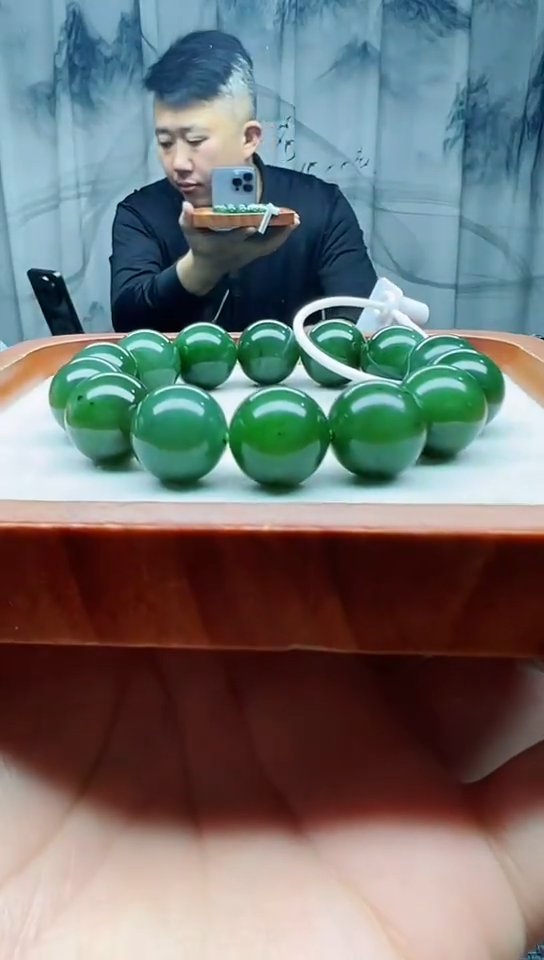 未镶嵌手串和田玉碧玉卡16纯天然拍一发一