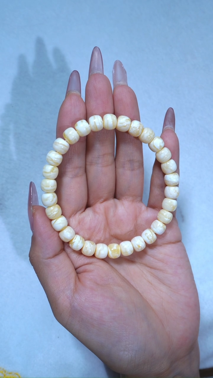 【闪购商品】蜜蜡手链未镶嵌典藏级8mm瓷白浓蜡虎皮妖花