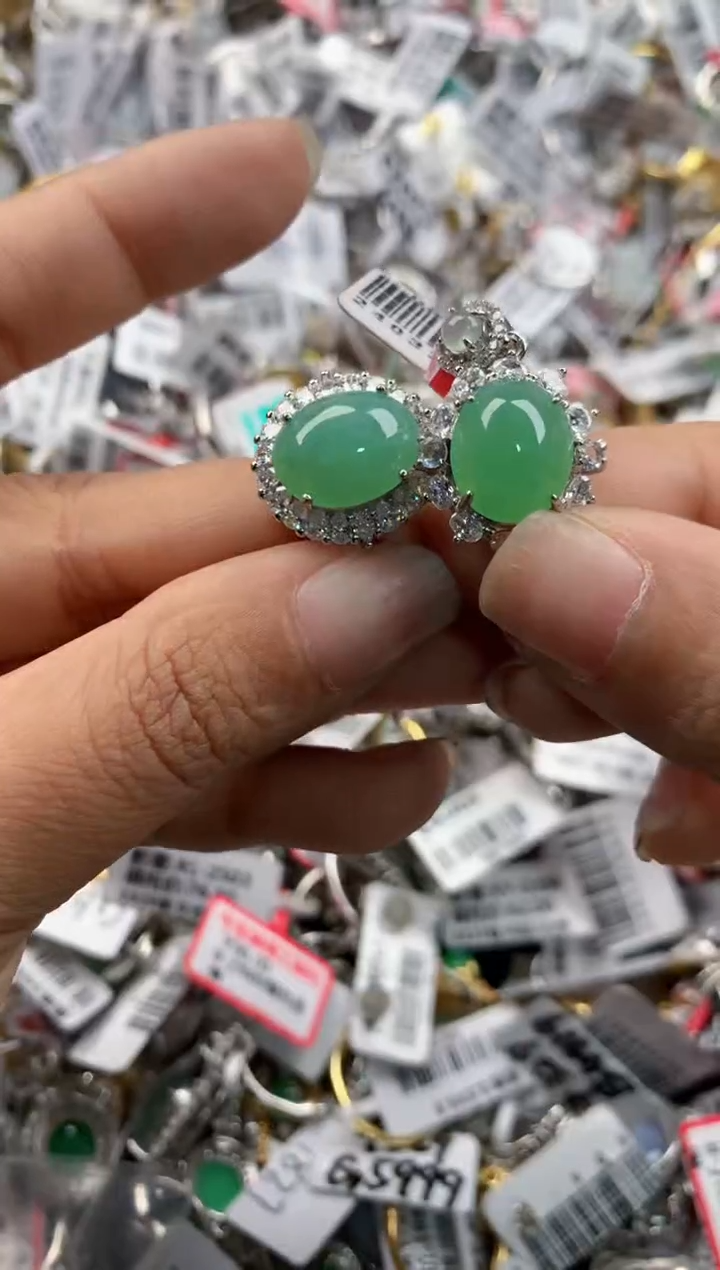 银S925镶嵌戒指翡翠101010---8