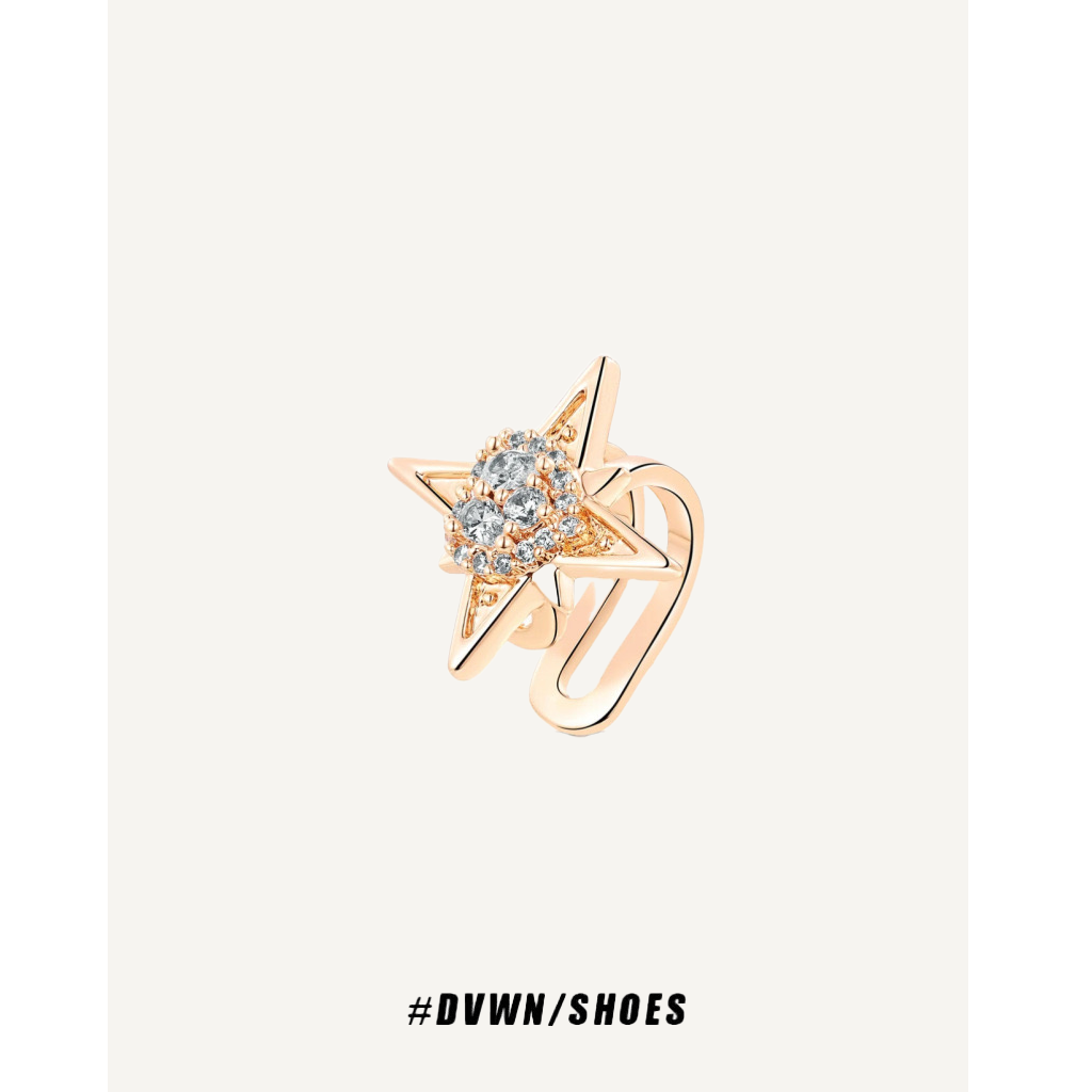 铜合金莫桑石耳饰 【八芒星系列】新中式八芒星排钻耳夹