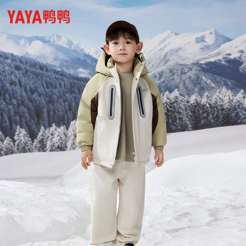YAYA/鸭鸭儿童三防羽绒服男童中大童新加厚冬装户外运动外衣外套