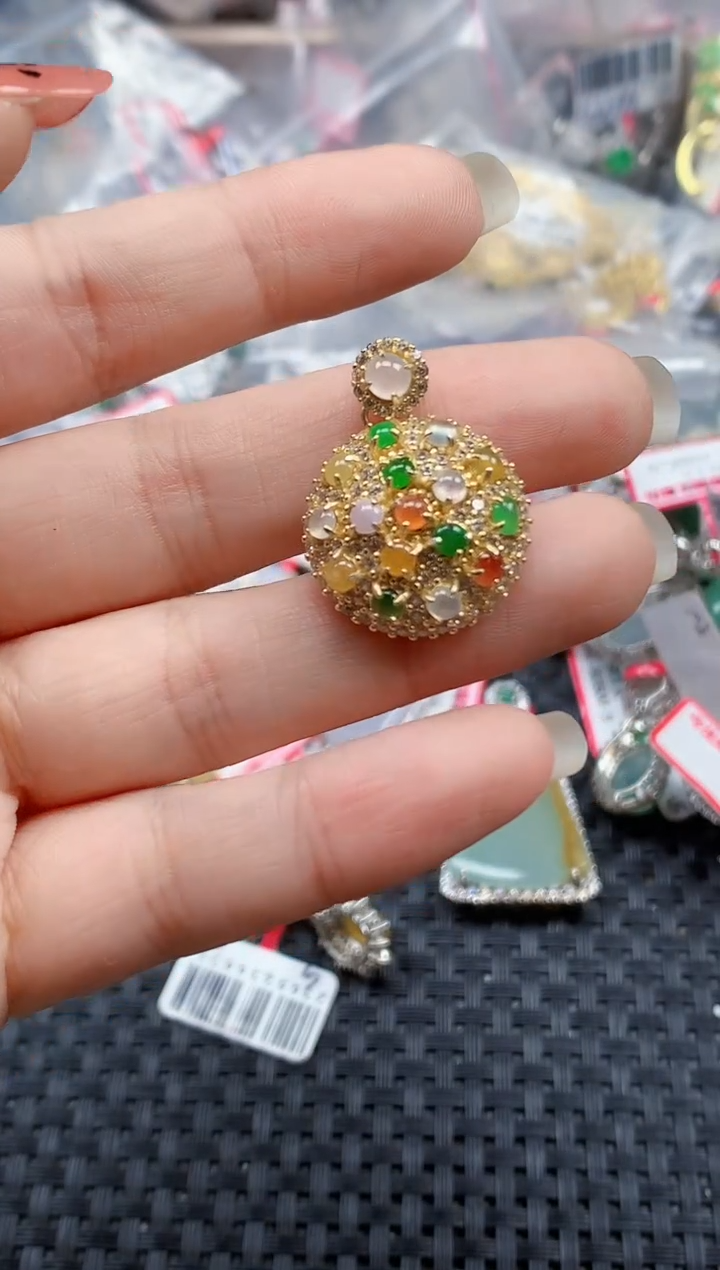 银S925镶嵌戒指翡翠天然A货缅甸翡翠