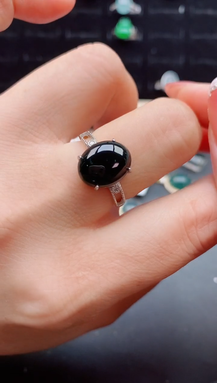 【闪购商品】翡翠戒指银S925镶嵌5080