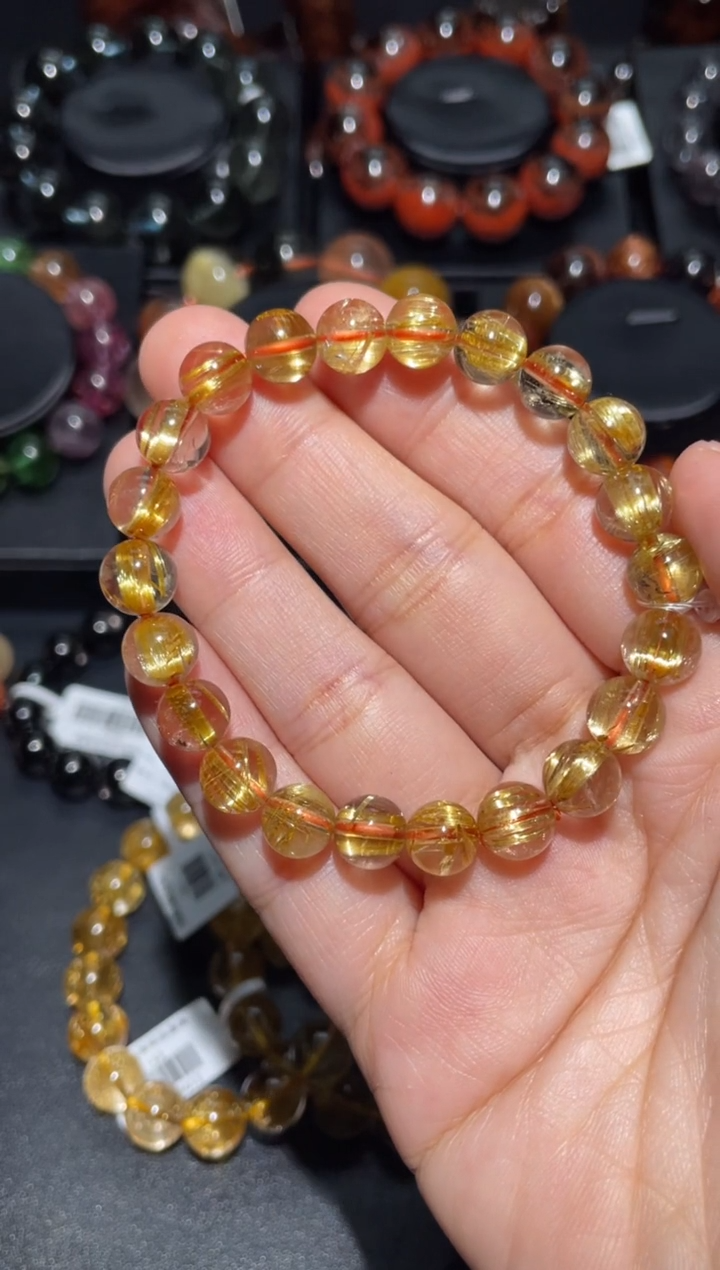 未镶嵌珠宝半成品水晶琪****9发晶8mm-07