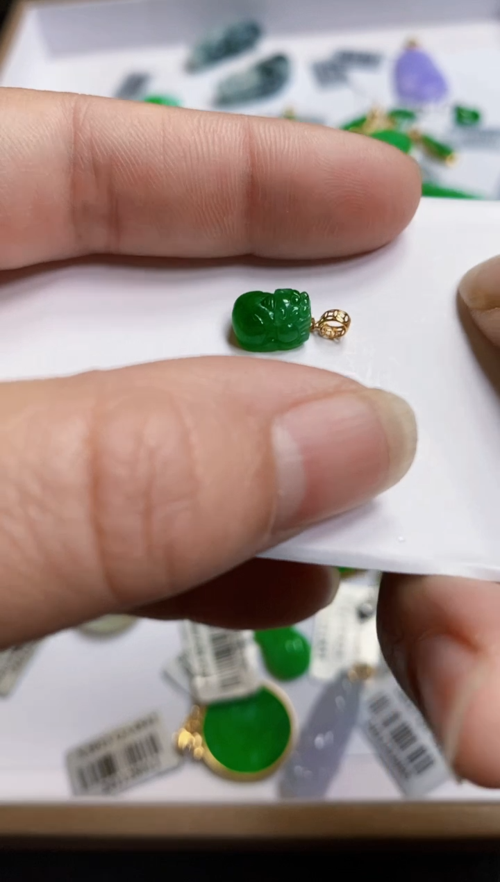 【闪购商品】翡翠颈饰18K金镶嵌貔貅