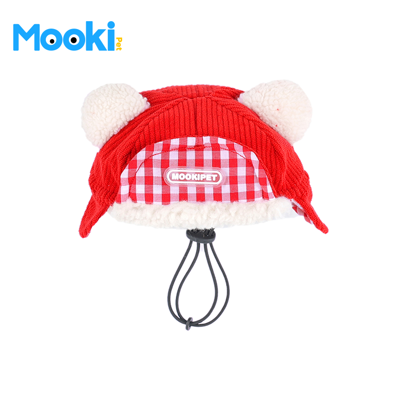 mookipet宠物狗狗帽子冬季约克夏比熊小型犬露耳朵加厚飞行帽保暖