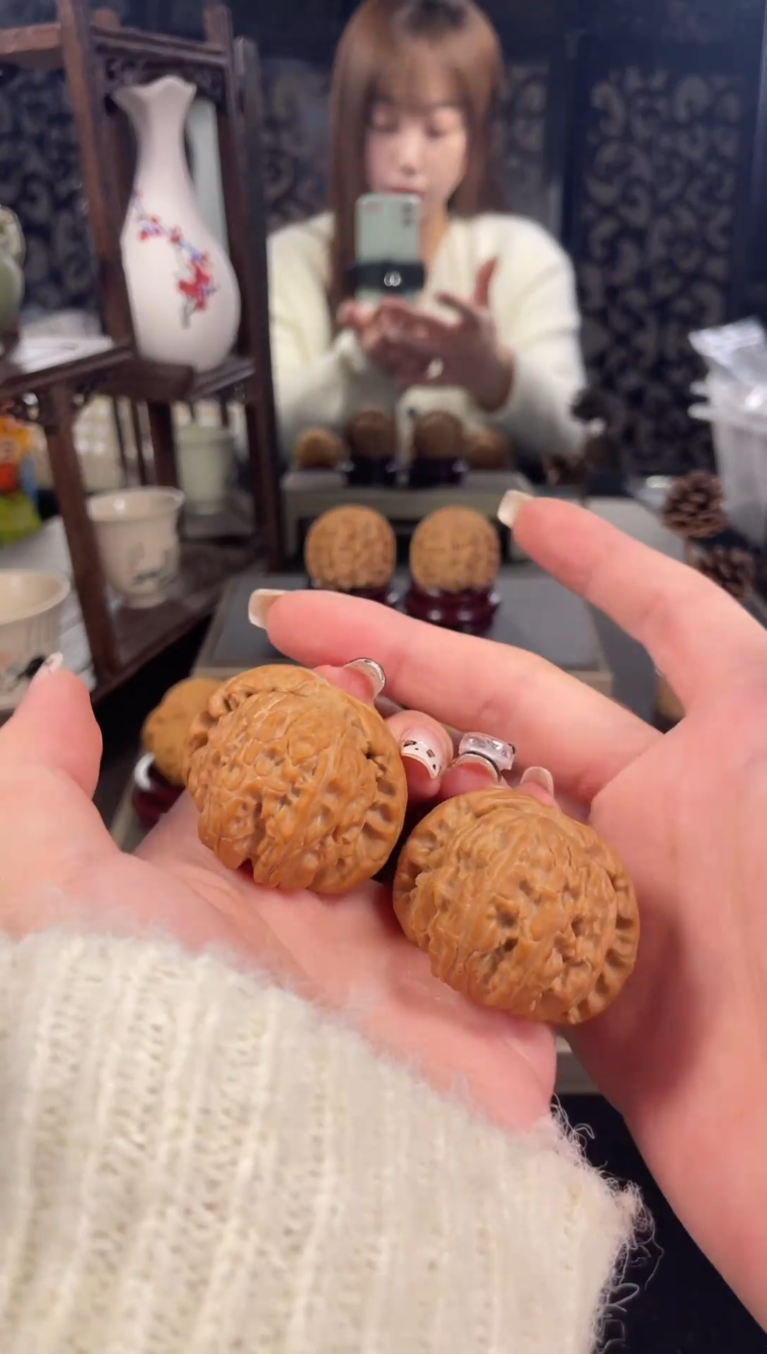 【闪购商品】文玩核桃把件白狮子42尺-10